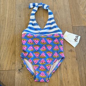 Tea Collection Halter One-Piece in Watermelon Wedge 2T